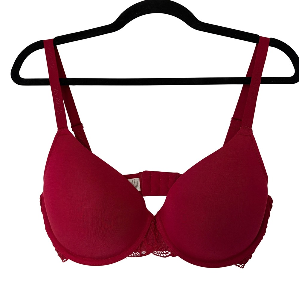 Adore Me Lace Trim T-Shirt Bra 34DDD Rio Red NWT